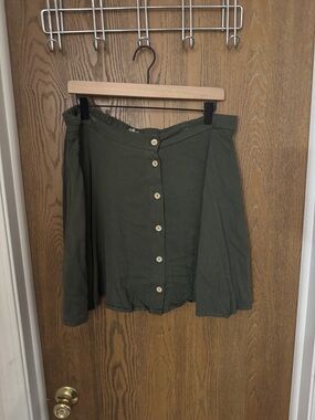 Maurices Olive Green Button-Front Skater Skirt